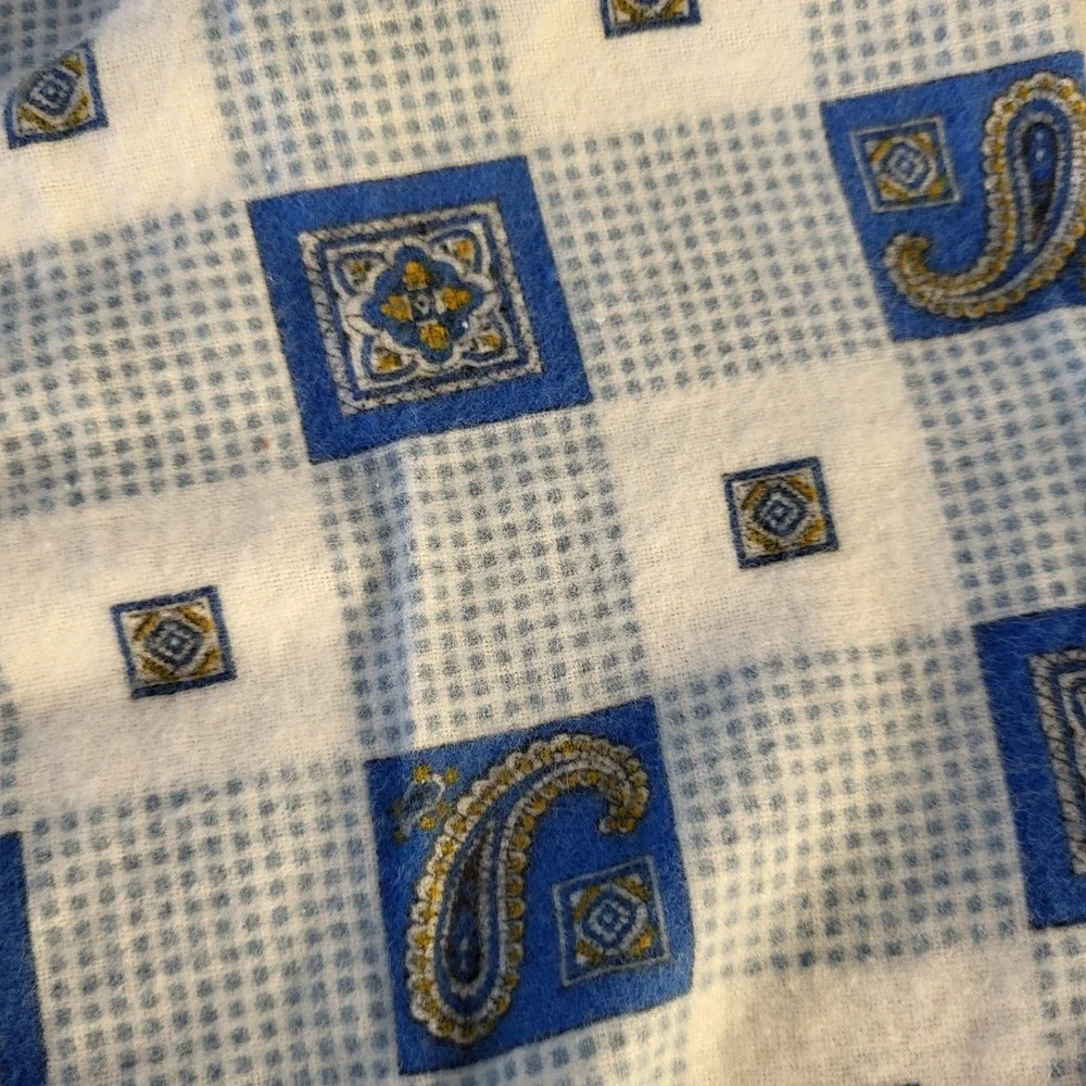 Towncraft Men's S Pajamas Penney's Sanforized Cotton Flannel Blue Plaid Paisley